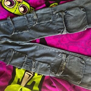Extra pocket high waist cargo pants jeans denim XS size 0-1 SHEIN unique